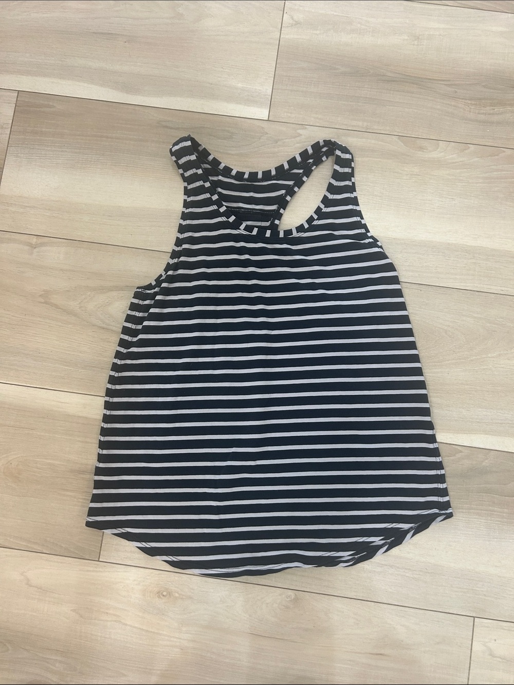 lululemon athletica Black and White Striped Racerback Tank
